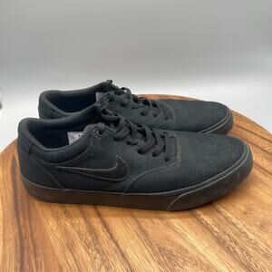 Nike SB Chron 2 Shoes Mens Size 11.5 Triple Black Canvas Skate Casual Sneakers